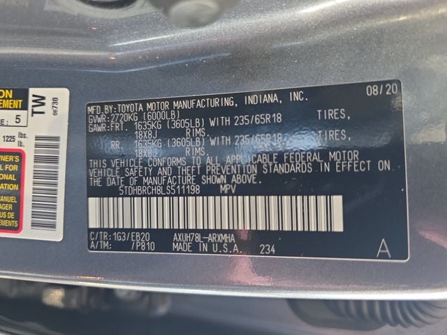 2020 Toyota Highlander Hybrid XLE