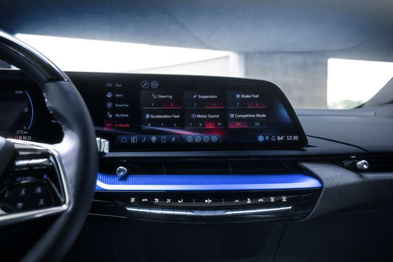 The 2026 OPTIQ-V Display Screen Displaying the V-Mode Settings | Harvey Cadillac in Grand Rapids MI