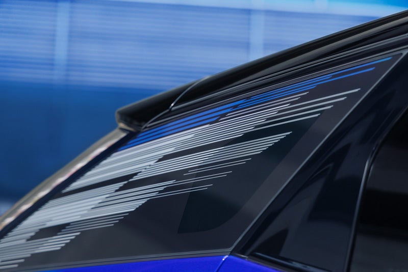 Close-up of the Modern Pattern on the 2026 OPTIQ-V Rear Quarter Glass | Harvey Cadillac in Grand Rapids MI